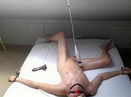 Slave left to cum on his own
