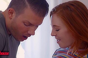 Slim Redhead Teases Her Stepbro Who Watches Her Rubbing Her Pussy With Madi Collins