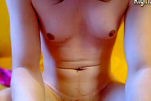 Slim Russian Transgirl In Glasses Jerks Off Her Cock On Webcam