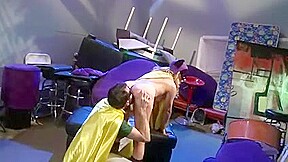 Slut in sexy superhero costume gets boned