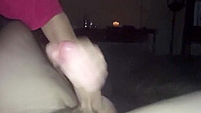 Slut sucks, jacks, and smells cock and balls in Tshirt