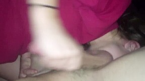 Slut sucks, jacks, and smells cock and balls in Tshirt