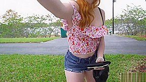 Slutty redhead picked up and fucked roughly in the Bangbus