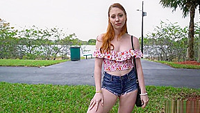 Slutty redhead picked up and fucked roughly in the Bangbus