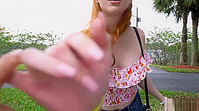 Slutty redhead picked up and fucked roughly in the Bangbus