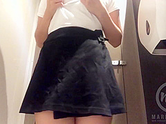 Sneaking Out From Work For A Quick Public Restroom Masturbation Using Vibrator
