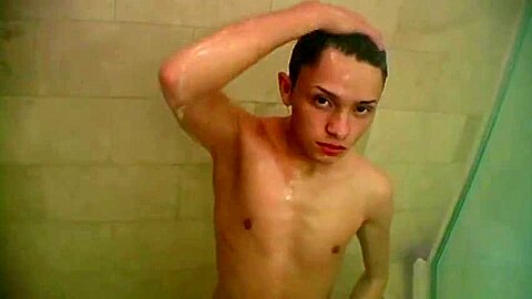 Solo wanking guy pleasure after showering