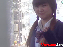 Spied On Japanese teen 18+ In Uniform Fingers Pussy In Close Up