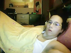 Spying as she rubs it under a blanket