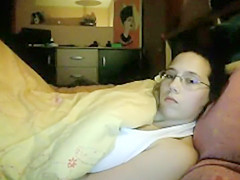 Spying as she rubs it under a blanket