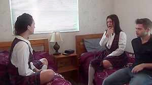 Stepbrother fucks his stepsis in front of sexy girlfriend