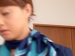 Stewardess Akiho Yoshizawa works magic with her feet in pantyhose