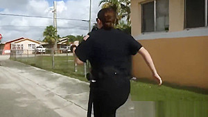 Suspicious dude gets pulled over and taken by horny milf cops