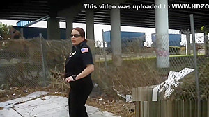 Suspicious dude gets pulled over and taken by horny milf cops