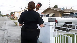 Suspicious dude gets pulled over and taken by horny milf cops