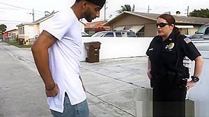 Suspicious dude gets pulled over and taken by horny milf cops