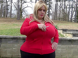 Suzie Q Smoking and Flashing Big Boobs