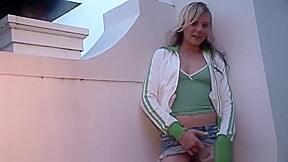 Sweet girl masturbating in public