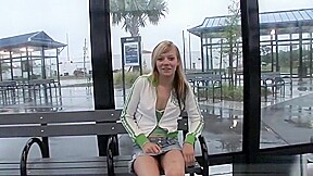 Sweet girl masturbating in public