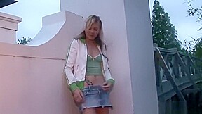 Sweet girl masturbating in public