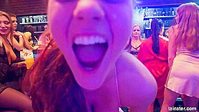 Sweet lesbian babes masturbating in the club
