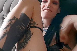 Tattooed Goth Ts Fucks Herself With A Crucifix(more On Of) - Amy Nosferatu