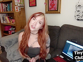 Tattooed SPH solo babe talks dirty in small cock humiliation