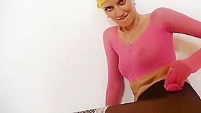 Thin hottie Kasia Linsey nylon mask fetish