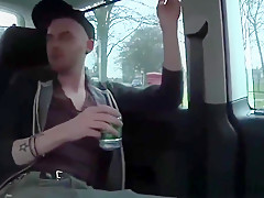 Three young gay guys butt banging in car sex action