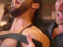 Tied up stud tugged till the edge before cum