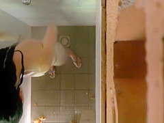 Tight body teen 18+ caught taking a shower