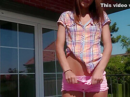 Tiny Teenaged Cutie Fingers Herself Outside