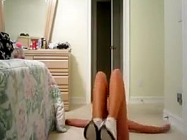Toned tan blonde twerks and strips