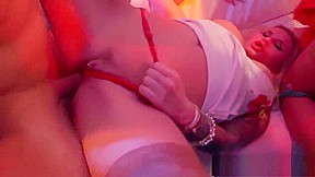 Trashy bitches fuck in club