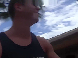 Trio fucks next to a farm in public