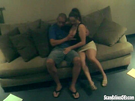 Two Stranger fucking on sofa caught on camera