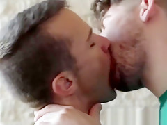Two athletic homosexuals breed at their new house