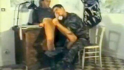 Two hot military guys fool around