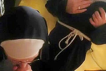 Two nuns sucking cock in POV porn video