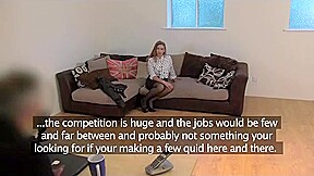 UK Amateur girl orgasms and squirts all over casting couch