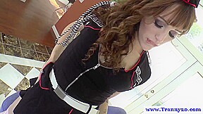 Uniform tranny cocksucked and barebacked