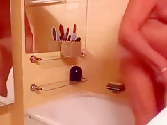 Very hot grandpa shower and wank