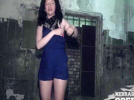 Virgin Sharlote Abandoned Building Double Dildo Dp And Peeing