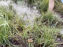 Walking Barefoot In A Swampy Bog - Muddy Feet