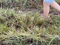 Walking Barefoot In A Swampy Bog - Muddy Feet