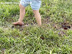 Walking Barefoot In A Swampy Bog - Muddy Feet