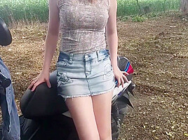 We Go Out For A Ride On The Motorcycle And They Eat My Pussy And Put My Whole Dick In Me