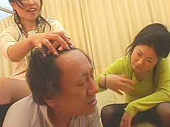Wicked Jap dominatrices molest their slave