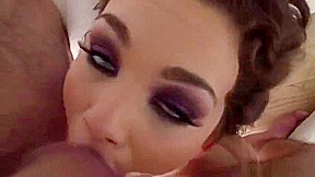 Winsome buxomy student 18+ Kimber Woods is sucking penis
