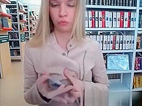 Young Blonde Show Tits In Library On Webcam